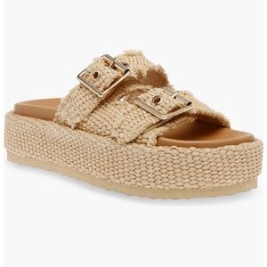 Steve Madden Karrigan Platform Slide Sandal in Net Raffia